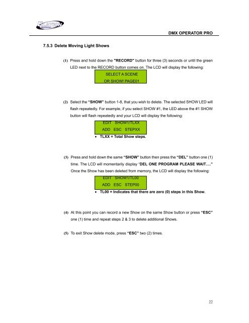 DMX Operator Pro User Manual (pdf) - Elation Professional