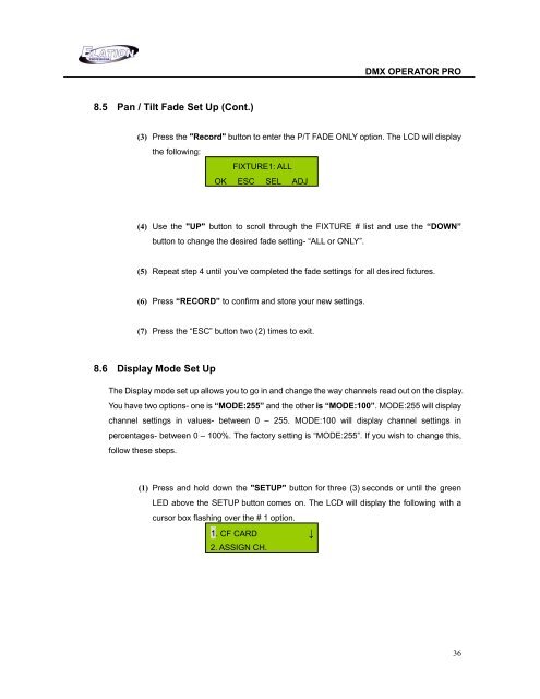 DMX Operator Pro User Manual (pdf) - Elation Professional