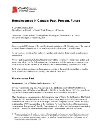 Homelessness in Canada: Past, Present, Future - Canadian Policy ...