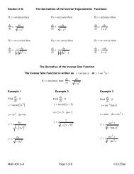 Derivatives of the Inverse Trigonometric Functions