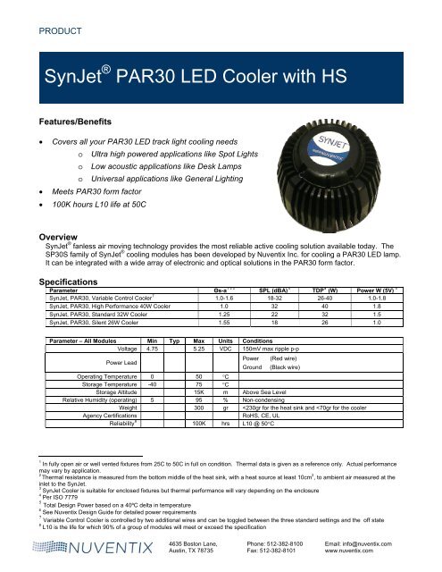 SynJet PAR30 LED Cooler with HS - Nuventix