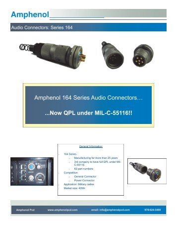 Amphenol 164 Series Audio Connectorsâ¦ ...Now ... - Amphenol PCD