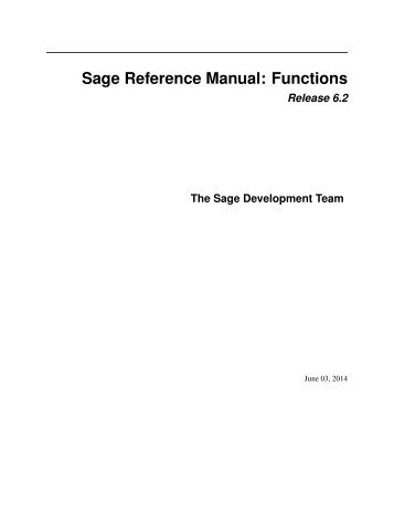 Sage Reference Manual: Functions