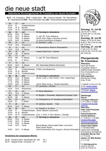 die neue stadt 13.07. - 26.07.08 - St.Franziskus Hochdahl