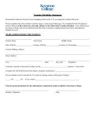 Transfer Eligibility Statement - International - Keystone College