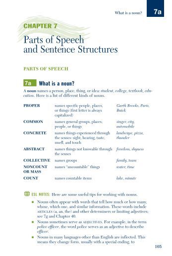test parts of speech and parts of sentences name part 1 part of speech sentence