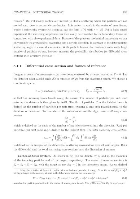 Chapter 8 Scattering Theory - Particle Physics Group