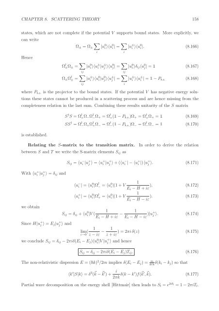 Chapter 8 Scattering Theory - Particle Physics Group