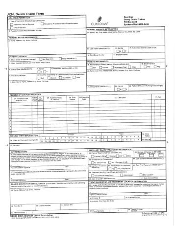 ADA. Dental Claim Form