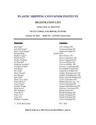 Registration List - Plastic Shipping Container Institute