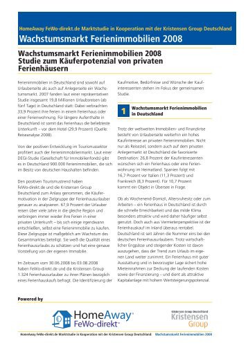 Wachstumsmarkt Ferienimmobilien 2008 - FeWo-direkt