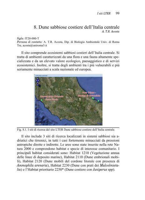 8. Dune sabbiose costiere dell'Italia centrale - LTER italia