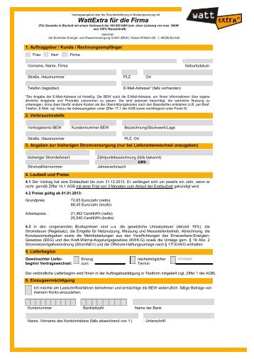 Vertragsformular - WattExtra