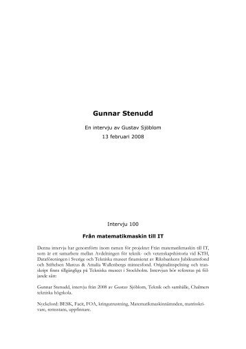 Microsoft Word - Gunnar Stenudd - Tekniska museet