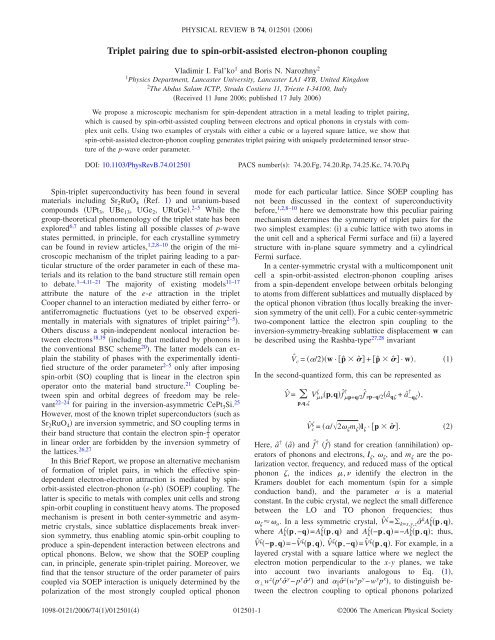 Triplet pairing due to spin-orbit-assisted electron-phonon coupling