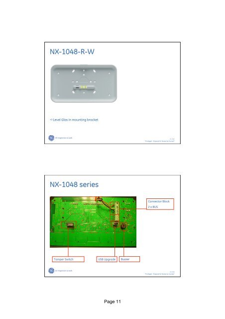 GE Security NX-10 series - Elvey Security Technology