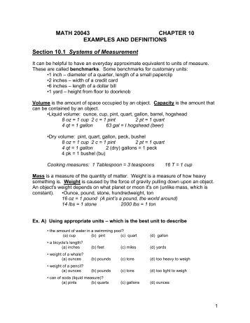 MATH 20043 CHAPTER 10 EXAMPLES AND DEFINITIONS Section ...