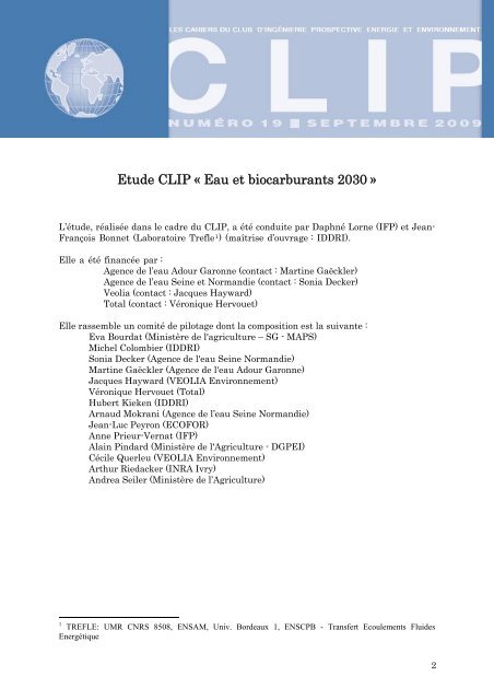 Etude CLIP Â« Eau et biocarburants 2030 Â» - Iddri