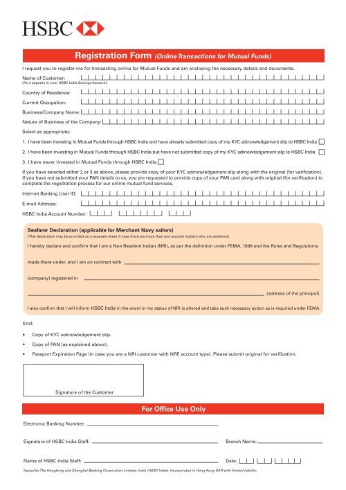 to download the form - HSBC
