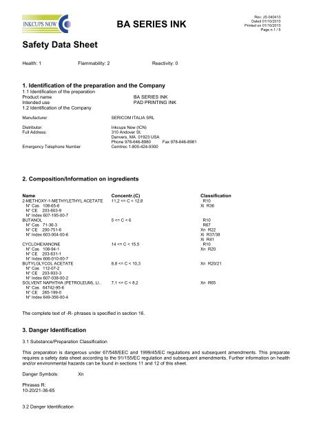 BA series MSDS - Inkcups Now