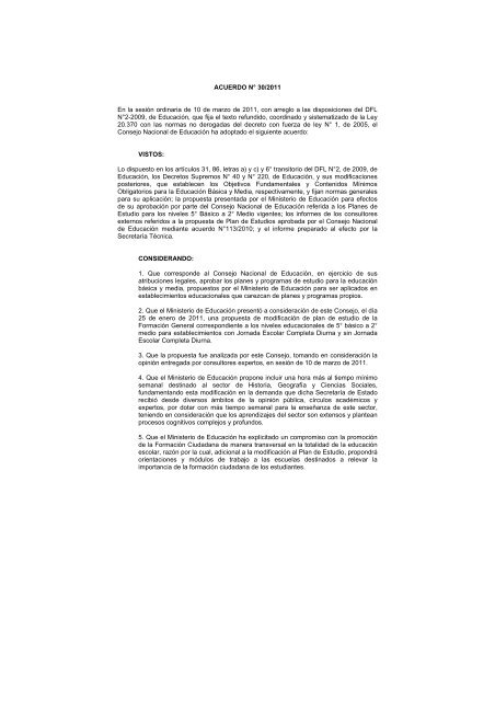 Acuerdo 030/2011 - Consejo Nacional de Educación