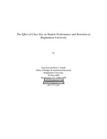 The Effect of Class Size on Student Performance and Retention