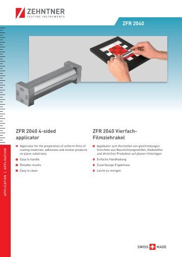 ZFR 2040 Zehntner-4-sided applicator - Vierfach-Filmziehrakel