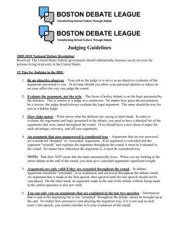 Judging Guidelines - Boston Debate League