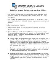 Guidelines for your Decision and your Oral Critique - Boston Debate ...