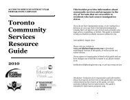 Toronto Community Services Resource Guide - Springtide Resources