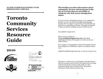 Toronto Community Services Resource Guide - Springtide Resources