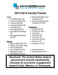 2013-2014 Varsity Packet - Boston Debate League