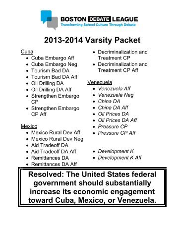 2013-2014 Varsity Packet - Boston Debate League