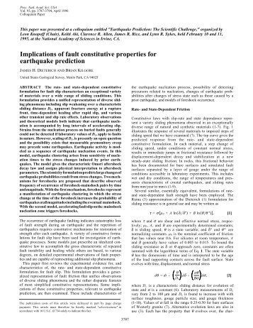 Dieterich, J. H ., and Kilgore,B.D., 1996 - Department of Earth Sciences