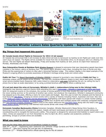 Quarter 3 - the Tourism Whistler Travel Trade website.