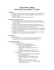 Texas State Capitol, Post-Visit Lesson Plan, 7 Grade