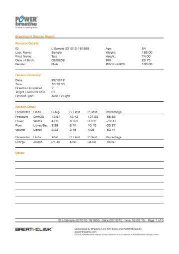 BreatheLink Session Report Personal Details: ID: L-Sample-221012 ...