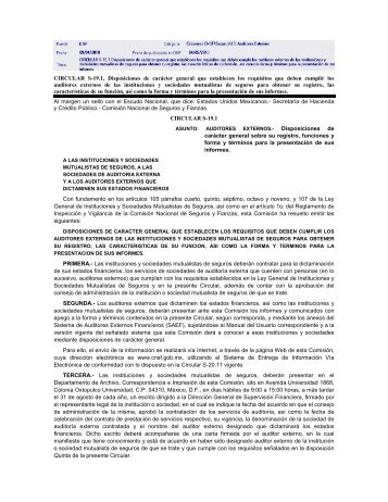 CIRCULAR S-19.1, Disposiciones de carÃ¡cter general que ... - CNSF