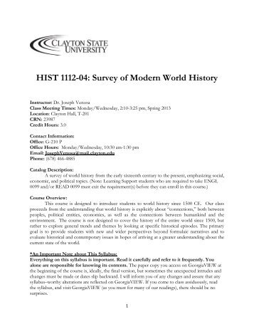 HIST 1112-04: Survey of Modern World History - Clayton State ...