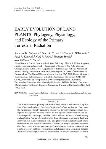 EARLY EVOLUTION OF LAND PLANTS: Phylogeny ... - ResearchGate