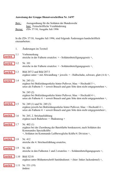 ZDv 37/10 Anzugordnung  für die Soldaten der Bundeswehr