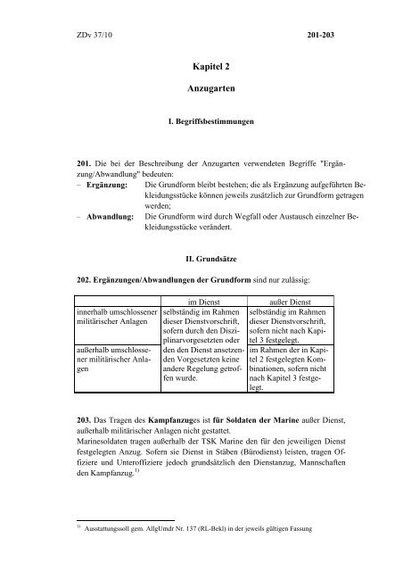 ZDv 37/10 Anzugordnung  für die Soldaten der Bundeswehr