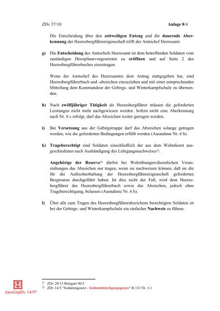 ZDv 37/10 Anzugordnung  für die Soldaten der Bundeswehr