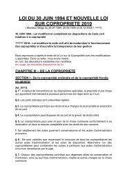 loi du 30 juin 1994 et nouvelle loi sur copropriete 2010 - Pim.be