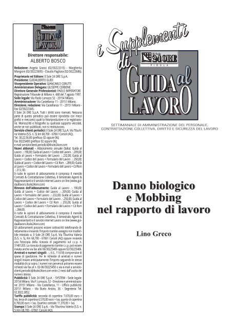 Danno biologico e mobbing nel rapporto di lavoro - Frareg