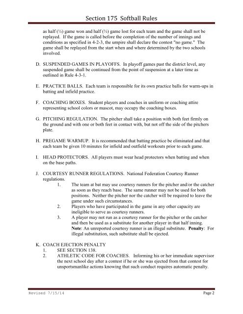 Section 175 Softball Rules - tapps
