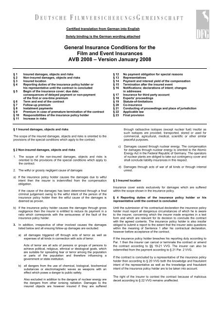 General Terms of Insurance