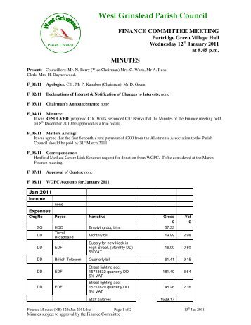 minutes - West Grinstead Parish Council