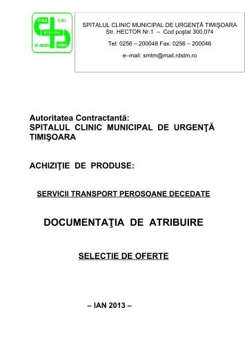 FISA DE DATE A ACHIZITIEI - Spitalul Clinic Municipal de Urgenta ...