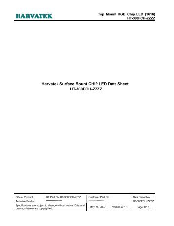 Harvatek Surface Mount CHIP LED Data Sheet HT-380FCH-ZZZZ